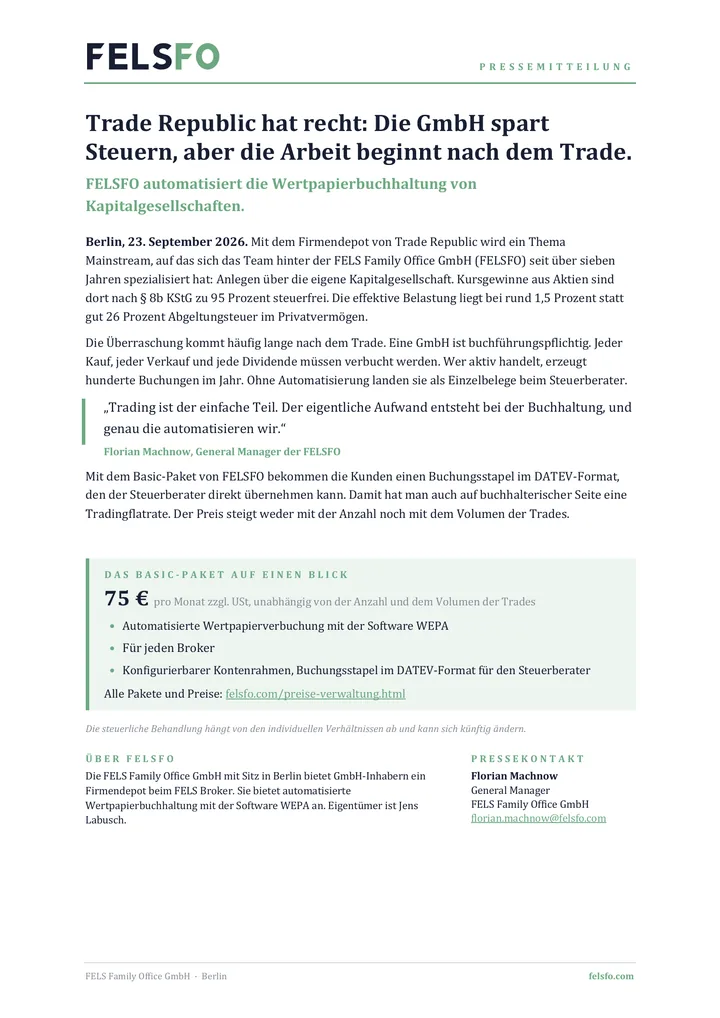 Deckblatt der Pressemitteilung vom 23. September 2026